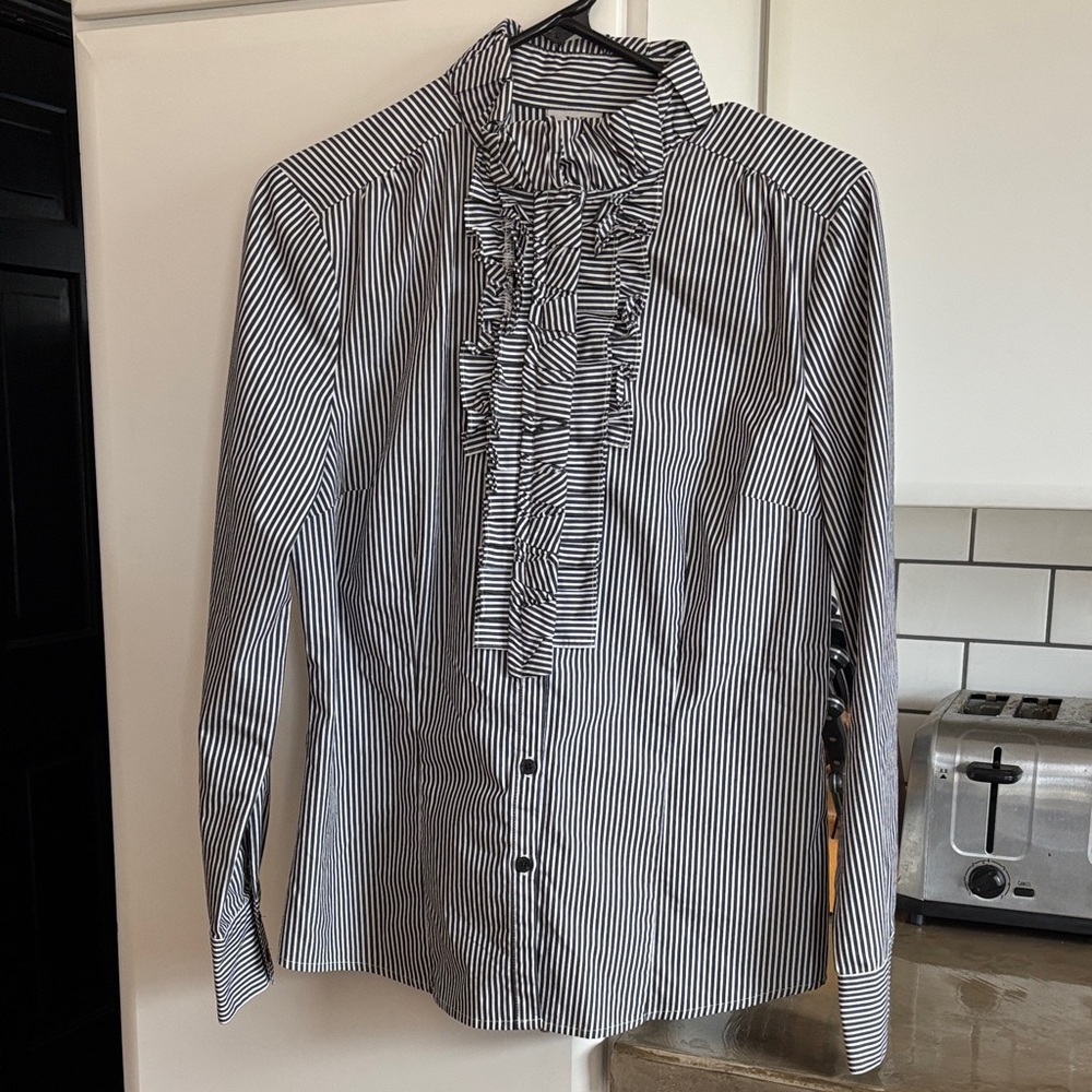 Black and White Striped Women’s button down
